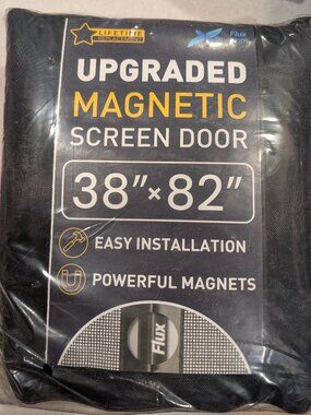 Flux Phenom Magnetic Mesh Screen Door 38x82 Black Home Patio BNIP - 1169